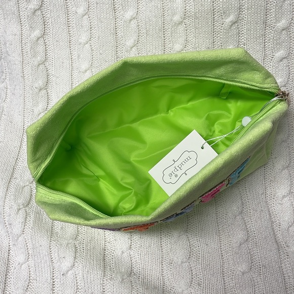 BNWT MUD PIE TERRYCLOTH LIME PATCH POUCH “STUFF” COSMETIC OR TRAVEL BAG - Picture 7 of 7